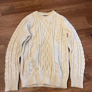 Men’s Small Wool Cream Colored Cable Knit Sweater